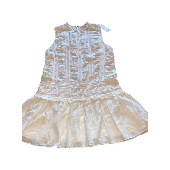Rebecca Taylor Ruched Lace Inset Cotton Dress New Ivory Size 10 - Picture 11 of 11